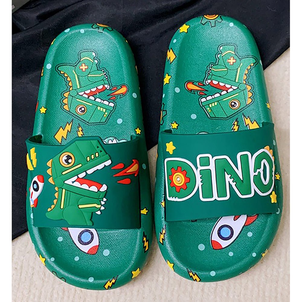 Dark Green all over Dino theme Slip on Clogs, Summer/Monsoon all season Footwear for Toddlers & Kids - Little Surprise BoxDark Green all over Dino theme Slip on Clogs, Summer/Monsoon all season Footwear for Toddlers & Kids