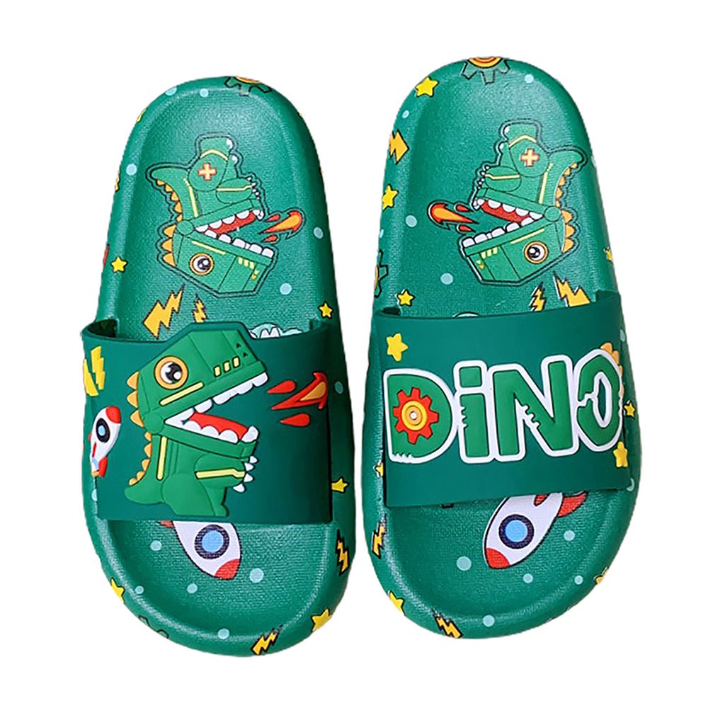 Dark Green all over Dino theme Slip on Clogs, Summer/Monsoon all season Footwear for Toddlers & Kids - Little Surprise BoxDark Green all over Dino theme Slip on Clogs, Summer/Monsoon all season Footwear for Toddlers & Kids