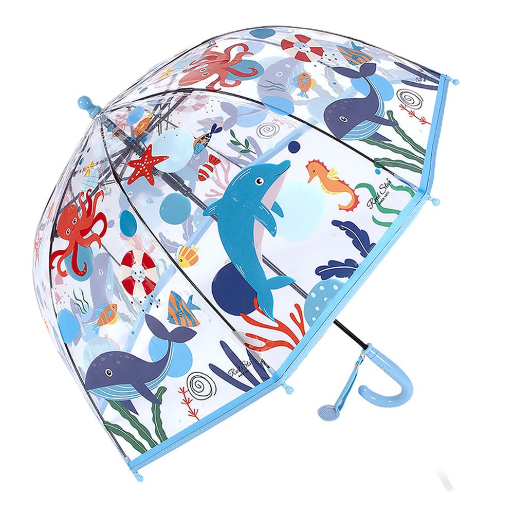 Dome Style, Sea Octopus theme Transparent Umbrella for Kids
