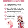Ear Covering 3d Pink Rabbit Winter Cap for Kids - Little Surprise BoxEar Covering 3d Pink Rabbit Winter Cap for Kids