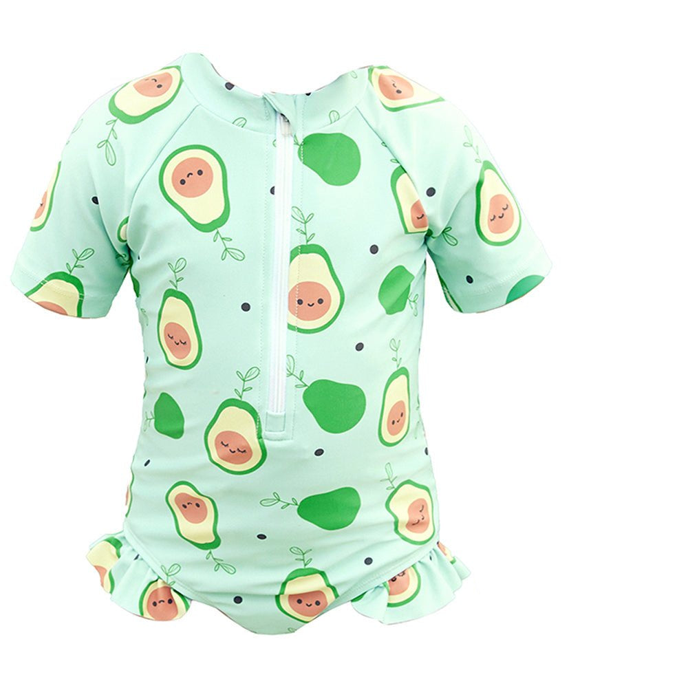 Frilly Avacado Print Swimwear +Swim Cap for Toddlers & Kids - Little Surprise BoxFrilly Avacado Print Swimwear +Swim Cap for Toddlers & Kids