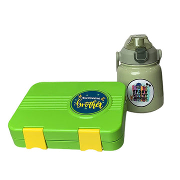 Green Bento Box & Belly Water Bottle Combo Rakhi Gift Set for Brother - Little Surprise BoxGreen Bento Box & Belly Water Bottle Combo Rakhi Gift Set for Brother