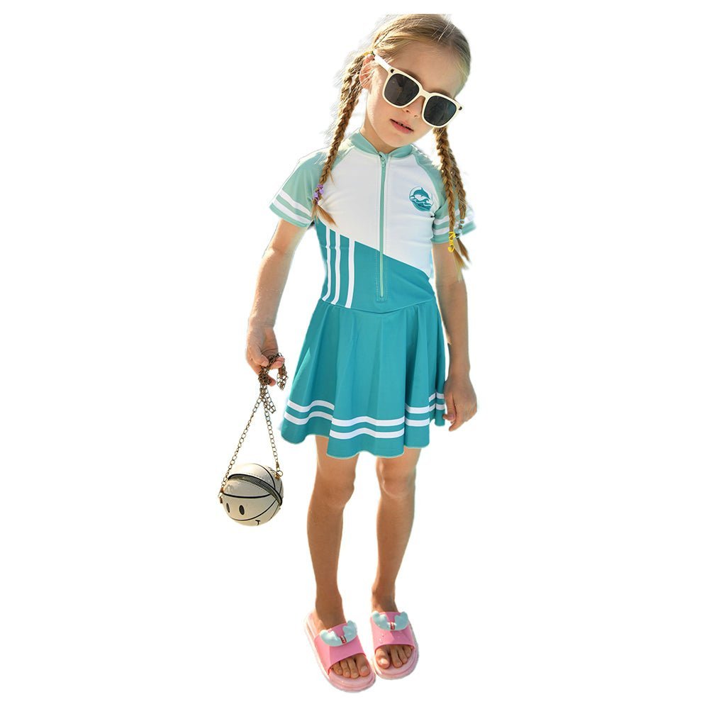 Green Color Block frock style Swimwear for Kids - Little Surprise BoxGreen Color Block frock style Swimwear for Kids - Little Surprise BoxGreen Color Block frock style Swimwear for Kids