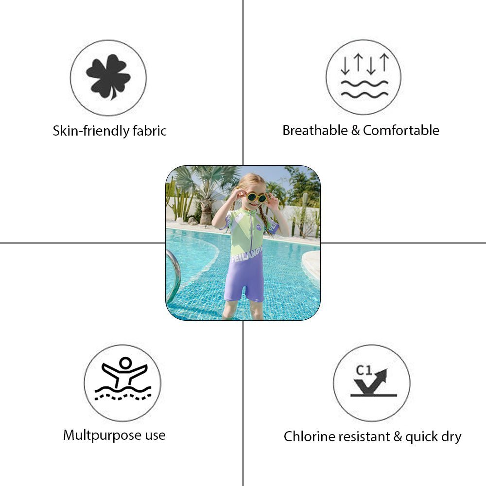 Green & Purple color Block style Swimwear/swimsuit for Kids - Little Surprise BoxGreen & Purple color Block style Swimwear/swimsuit for Kids - Little Surprise BoxGreen & Purple color Block style Swimwear/swimsuit for Kids