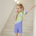 Green & Purple color Block style Swimwear/swimsuit for Kids - Little Surprise BoxGreen & Purple color Block style Swimwear/swimsuit for Kids - Little Surprise BoxGreen & Purple color Block style Swimwear/swimsuit for Kids
