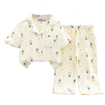 Happy Blue Bear soft Mulsin organic Cotton Kids Nightsuit - Little Surprise BoxHappy Blue Bear soft Mulsin organic Cotton Kids Nightsuit