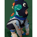Knitted Blue Border Dino theme Winter Cap covering Neck , Ears and Head - Little Surprise BoxKnitted Blue Border Dino theme Winter Cap covering Neck , Ears and Head