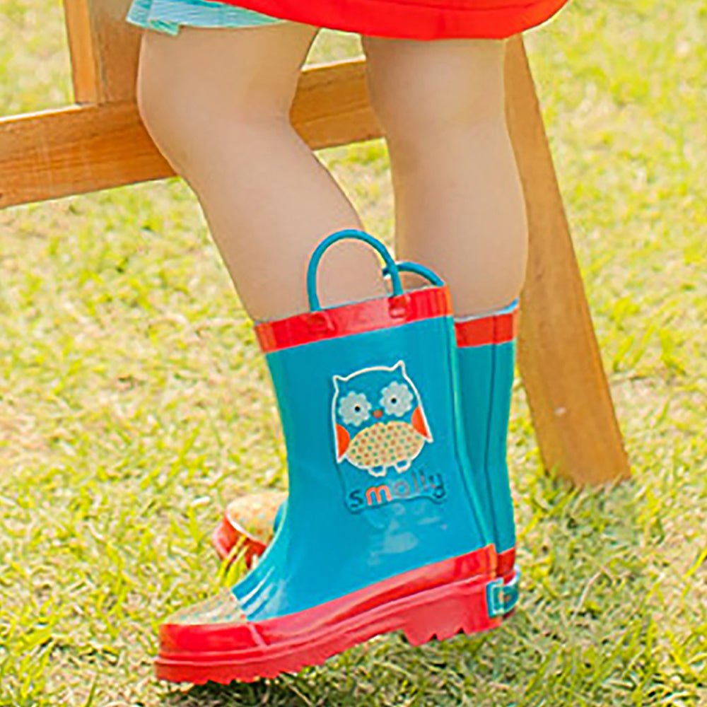 Little Surprise Box Blue Polka dots Owl Flexible Rubber Rain Gumboots for Toddlers and Kids - Little Surprise BoxLittle Surprise Box Blue Polka dots Owl Flexible Rubber Rain Gumboots for Toddlers and Kids