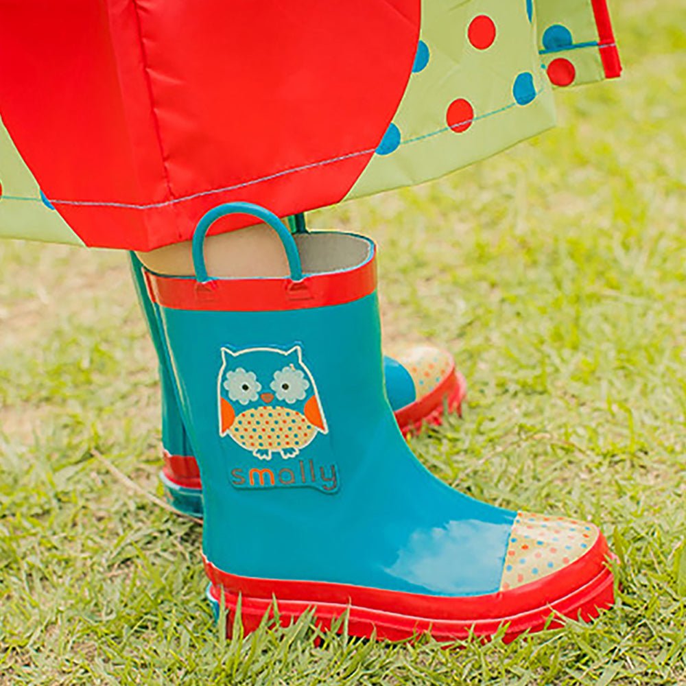 Little Surprise Box Blue Polka dots Owl Flexible Rubber Rain Gumboots for Toddlers and Kids - Little Surprise BoxLittle Surprise Box Blue Polka dots Owl Flexible Rubber Rain Gumboots for Toddlers and Kids