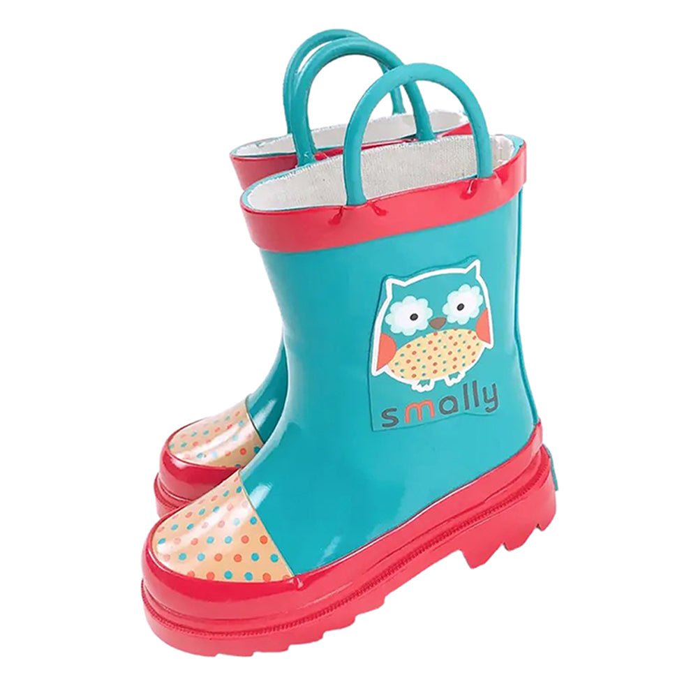 Little Surprise Box Blue Polka dots Owl Flexible Rubber Rain Gumboots for Toddlers and Kids - Little Surprise BoxLittle Surprise Box Blue Polka dots Owl Flexible Rubber Rain Gumboots for Toddlers and Kids
