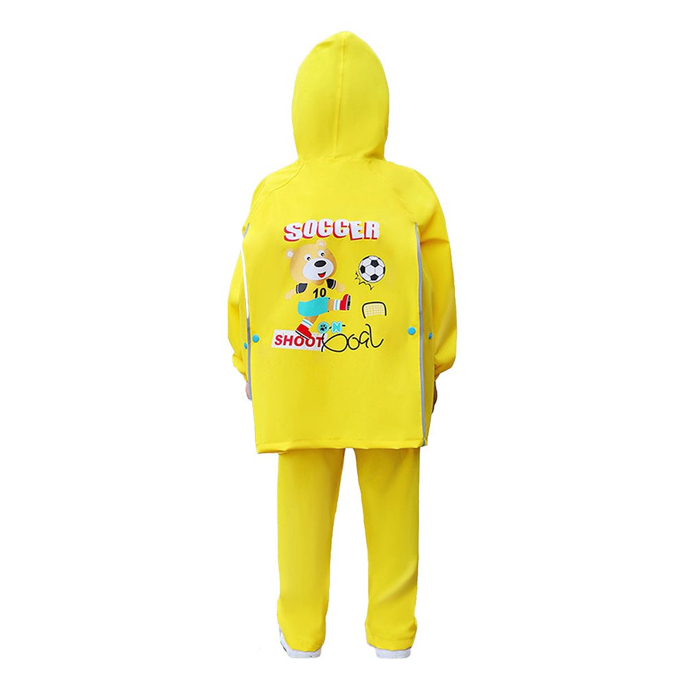 Little Surprise Box,2 pcs Yellow Soccer Ted,Full Shirt and Full Pants style Raincoat for Kids-XL - Little Surprise BoxLittle Surprise Box,2 pcs Yellow Soccer Ted,Full Shirt and Full Pants style Raincoat for Kids-XL