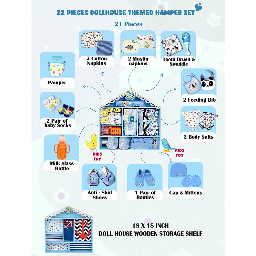 Newborn Baby Boy Wooden Nautical House Gift Hamper (0-12 months) - Little Surprise BoxNewborn Baby Boy Wooden Nautical House Gift Hamper (0-12 months)