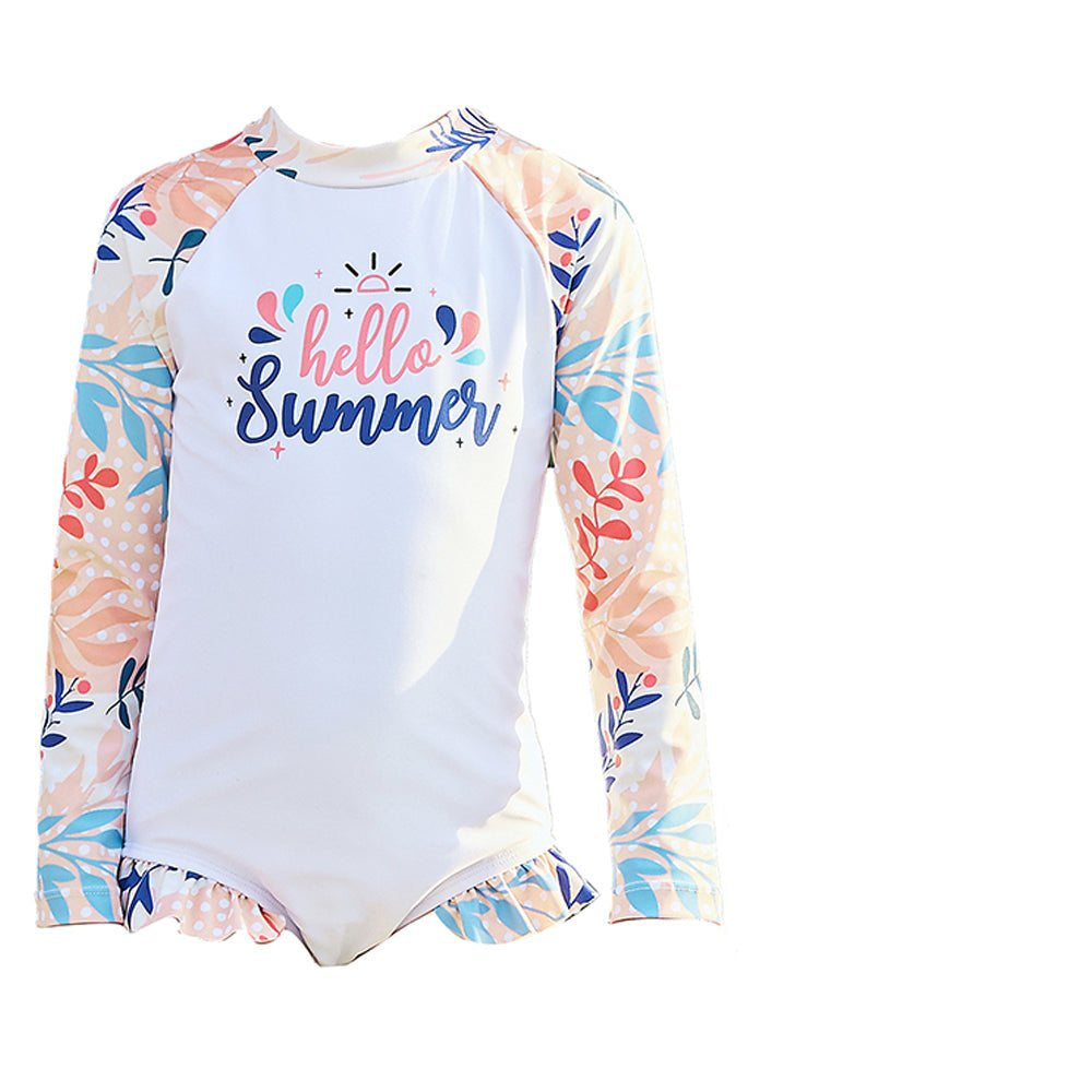 One Piece Hello Summer Floral print Swimwear + Swim Cap for Kids & Toddlers - Little Surprise BoxOne Piece Hello Summer Floral print Swimwear + Swim Cap for Kids & Toddlers