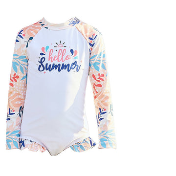 One Piece Hello Summer Floral print Swimwear + Swim Cap for Kids & Toddlers - Little Surprise BoxOne Piece Hello Summer Floral print Swimwear + Swim Cap for Kids & Toddlers