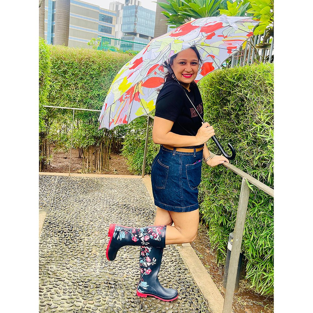 Orange Floral theme Rain & All Season Umbrella for Teens and Adults - Little Surprise BoxOrange Floral theme Rain & All Season Umbrella for Teens and Adults