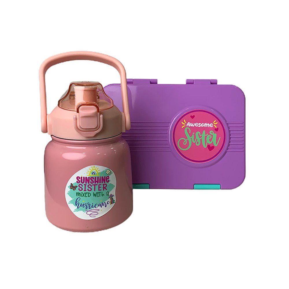 Pink Bento Box & Belly Water Bottle Combo Rakhi Gift for Sister - Little Surprise BoxPink Bento Box & Belly Water Bottle Combo Rakhi Gift for Sister