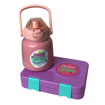 Pink Bento Box & Belly Water Bottle Combo Rakhi Gift for Sister - Little Surprise BoxPink Bento Box & Belly Water Bottle Combo Rakhi Gift for Sister
