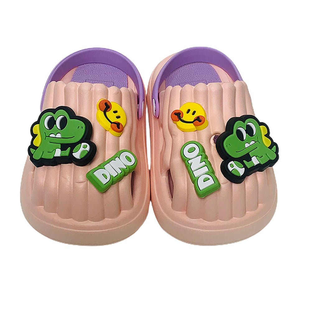 Pink Smilie Dino Slip on Clogs, Summer/Monsoon all season Footwear for Toddlers & Kids - Little Surprise BoxPink Smilie Dino Slip on Clogs, Summer/Monsoon all season Footwear for Toddlers & Kids