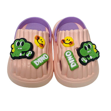 Pink Smilie Dino Slip on Clogs, Summer/Monsoon all season Footwear for Toddlers & Kids - Little Surprise BoxPink Smilie Dino Slip on Clogs, Summer/Monsoon all season Footwear for Toddlers & Kids