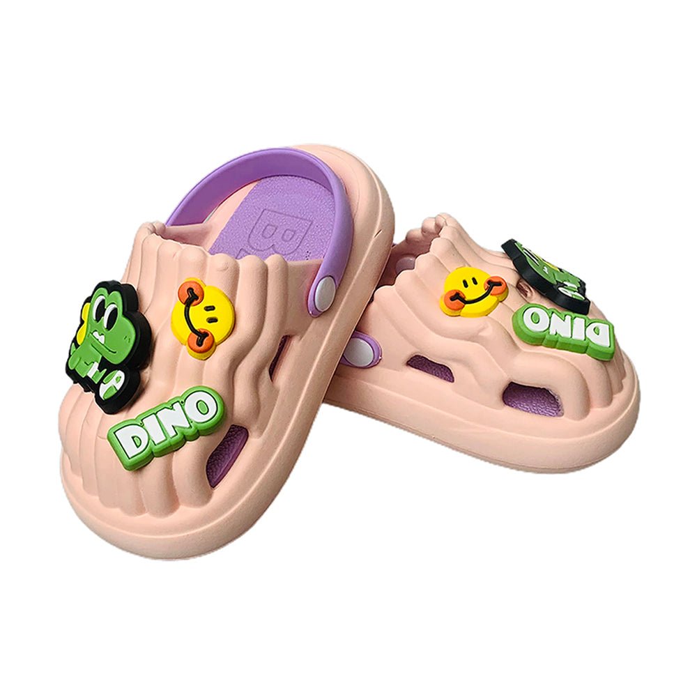 Pink Smilie Dino Slip on Clogs, Summer/Monsoon all season Footwear for Toddlers & Kids - Little Surprise BoxPink Smilie Dino Slip on Clogs, Summer/Monsoon all season Footwear for Toddlers & Kids
