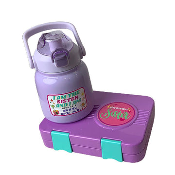 Purple Bento Box & Belly Water Bottle Combo Rakhi Gift for Sister - Little Surprise BoxPurple Bento Box & Belly Water Bottle Combo Rakhi Gift for Sister
