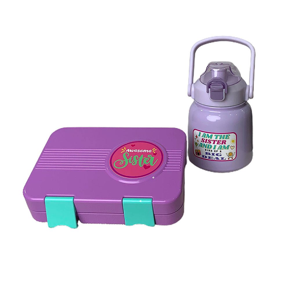 Purple Bento Box & Belly Water Bottle Combo Rakhi Gift for Sister - Little Surprise BoxPurple Bento Box & Belly Water Bottle Combo Rakhi Gift for Sister