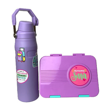 Purple Bento Box & Water Bottle Combo Rakhi Gift for Sister - Little Surprise BoxPurple Bento Box & Water Bottle Combo Rakhi Gift for Sister