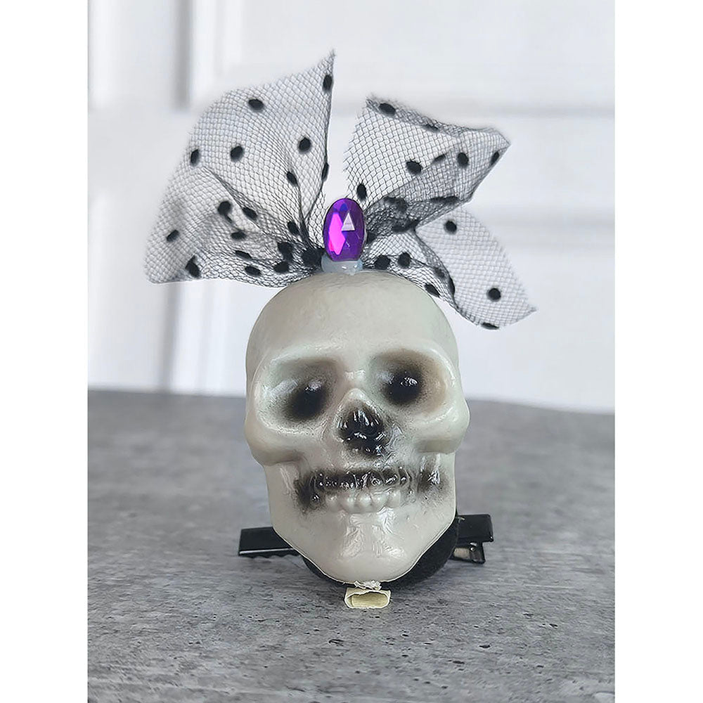 Purple Bling Skull Alligator Clip Halloween Accessory for Halloween Party - Little Surprise BoxPurple Bling Skull Alligator Clip Halloween Accessory for Halloween Party
