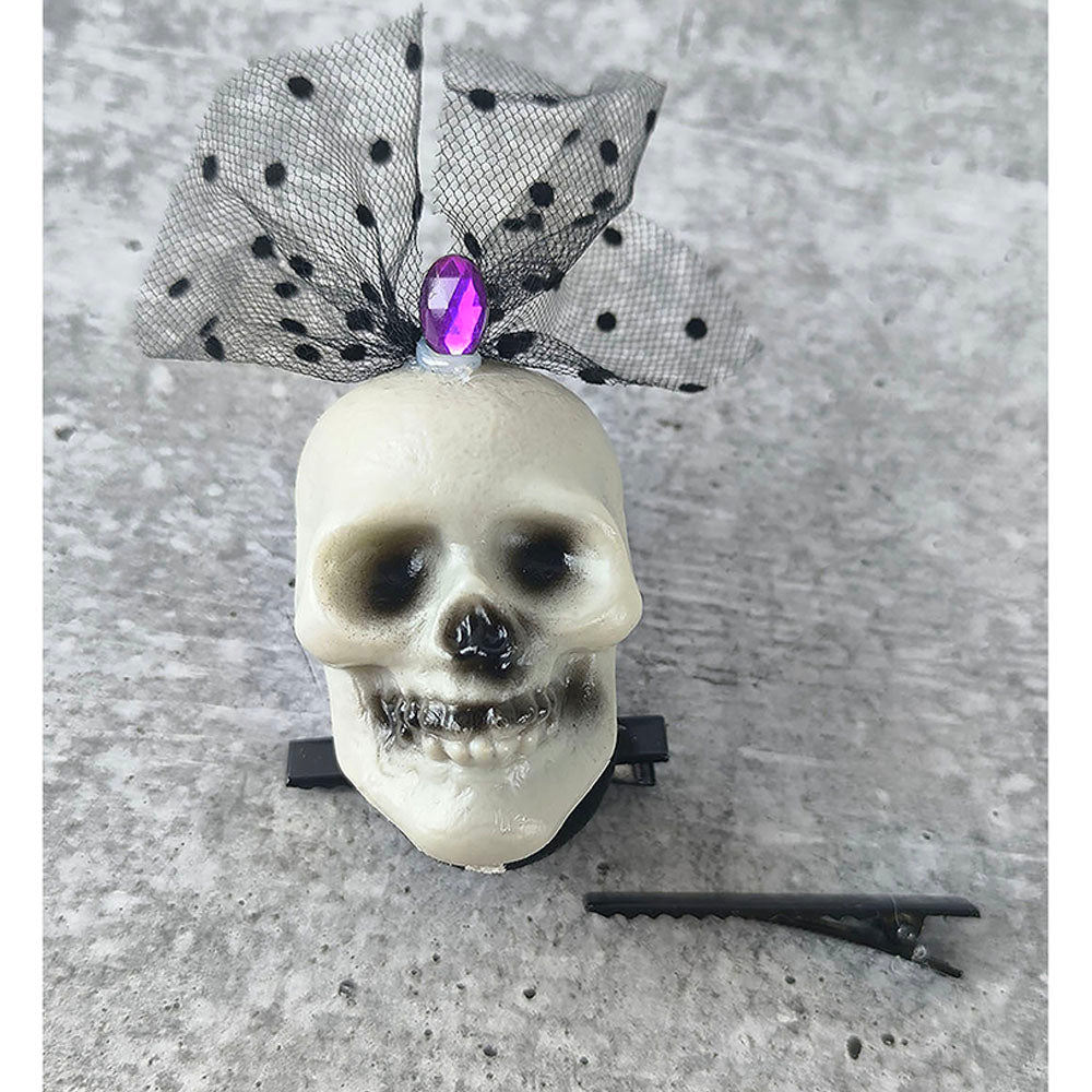 Purple Bling Skull Alligator Clip Halloween Accessory for Halloween Party - Little Surprise BoxPurple Bling Skull Alligator Clip Halloween Accessory for Halloween Party