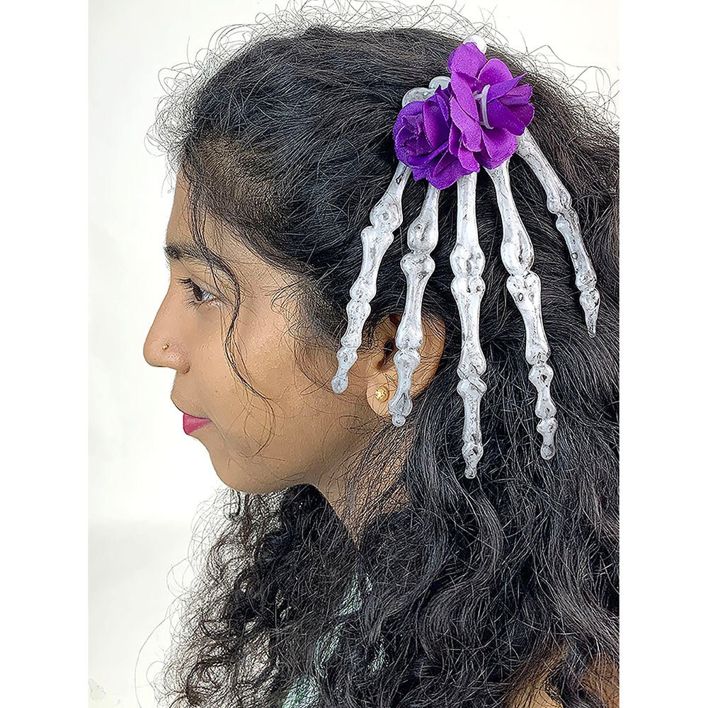 Skeleton hand Unique Hair Accessory for Halloween Party ,Purple - Little Surprise BoxSkeleton hand Unique Hair Accessory for Halloween Party ,Purple