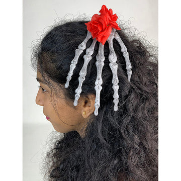 Skeleton hand Unique Hair Accessory for Halloween Party ,Red - Little Surprise BoxSkeleton hand Unique Hair Accessory for Halloween Party ,Red