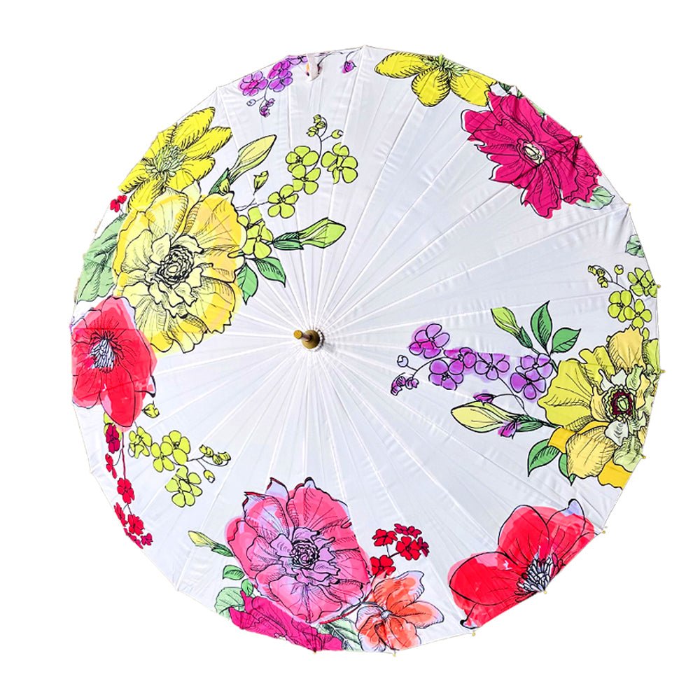 Watercolour Flowers, Chinese Canopy Style Rain and All season Umbrella - Little Surprise BoxWatercolour Flowers, Chinese Canopy Style Rain and All season Umbrella