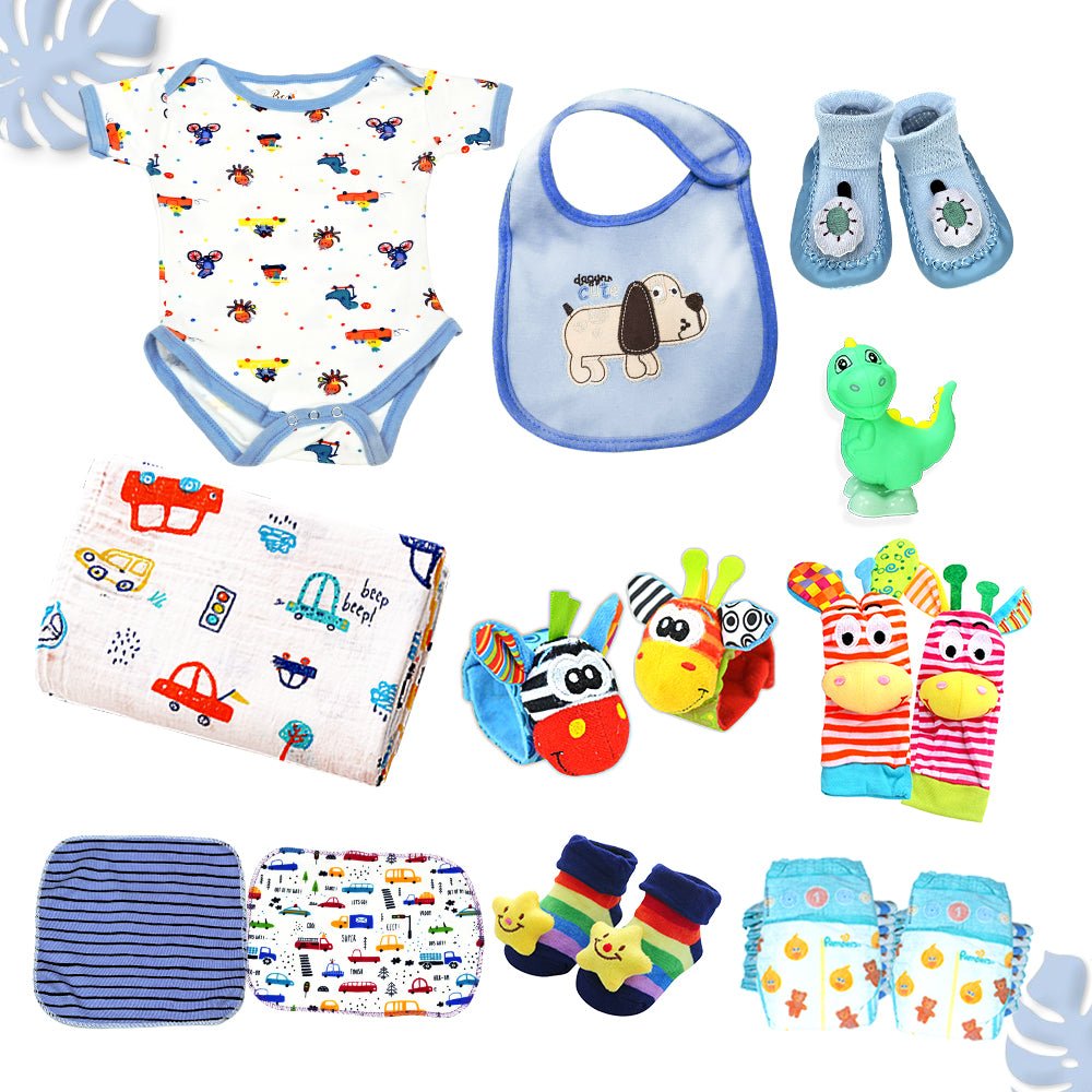Wooden Pram Hamper for Newborn Baby Boy (0 - 12months) - Little Surprise BoxWooden Pram Hamper for Newborn Baby Boy (0 - 12months)