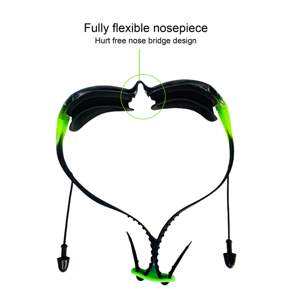 X Factor Black & Green UV protected Unisex Swimming Goggles with attached Ear Plugs for Teens - Little Surprise BoxX Factor Black & Green UV protected Unisex Swimming Goggles with attached Ear Plugs for Teens