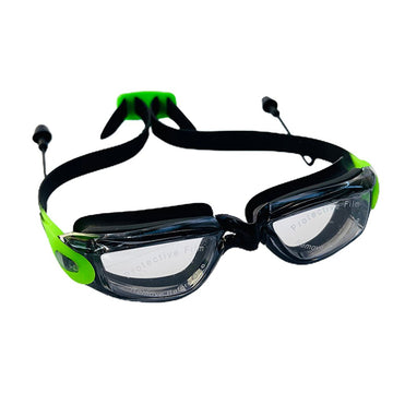 X Factor Black & Green UV protected Unisex Swimming Goggles with attached Ear Plugs for Teens - Little Surprise BoxX Factor Black & Green UV protected Unisex Swimming Goggles with attached Ear Plugs for Teens