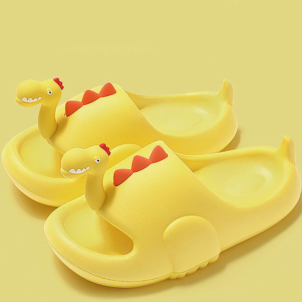 Yellow 3d Long Neck Dino Slip on Clogs, Summer/Monsoon all season Footwear for Toddlers & Kids. - Little Surprise BoxYellow 3d Long Neck Dino Slip on Clogs, Summer/Monsoon all season Footwear for Toddlers & Kids.