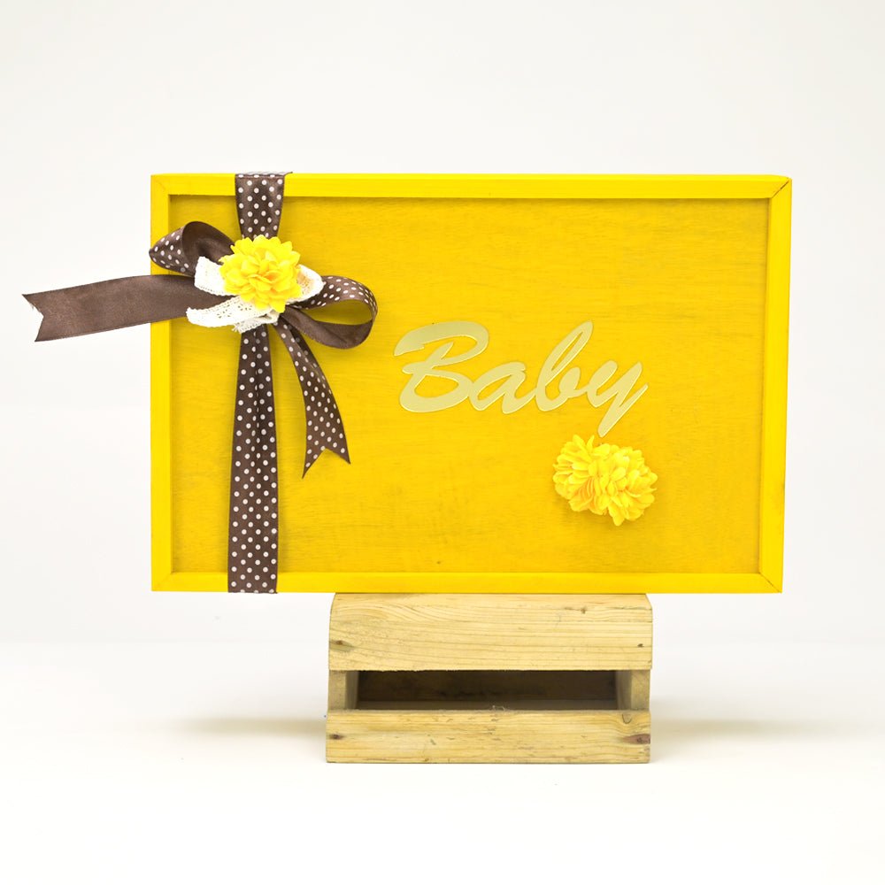 Yellow Sunshine Wooden Baby Shower Box ( Gender Neutral) - Little Surprise BoxYellow Sunshine Wooden Baby Shower Box ( Gender Neutral)
