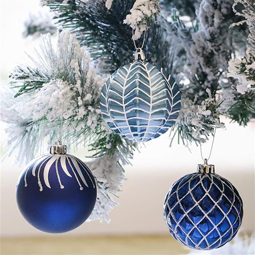 16 pcs Blue Silver Stripes theme Christmas Ball Tree ornaments XMAS Decoration Set - Little Surprise Box16 pcs Blue Silver Stripes theme Christmas Ball Tree ornaments XMAS Decoration Set