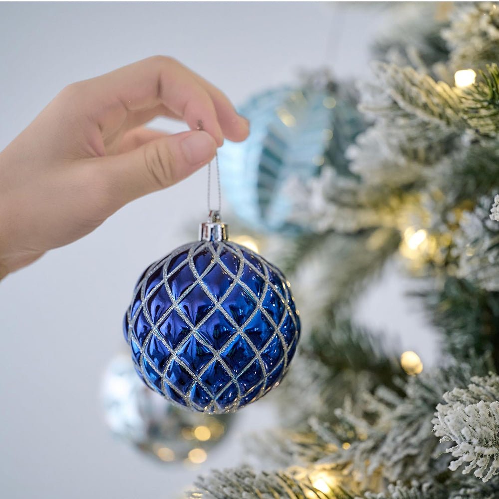 16 pcs Blue Silver Stripes theme Christmas Ball Tree ornaments XMAS Decoration Set - Little Surprise Box16 pcs Blue Silver Stripes theme Christmas Ball Tree ornaments XMAS Decoration Set