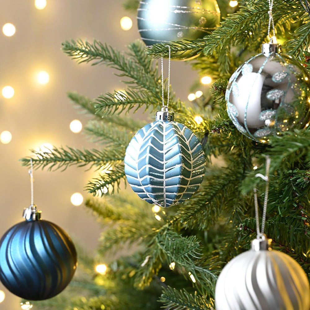 16 pcs Blue Silver Stripes theme Christmas Ball Tree ornaments XMAS Decoration Set - Little Surprise Box16 pcs Blue Silver Stripes theme Christmas Ball Tree ornaments XMAS Decoration Set
