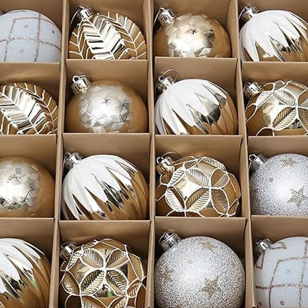 16pcs Gold & silver Icing Theme Shimmer Christmas Ball Tree ornaments XMAS Decoration Set - Little Surprise Box16pcs Gold & silver Icing Theme Shimmer Christmas Ball Tree ornaments XMAS Decoration Set