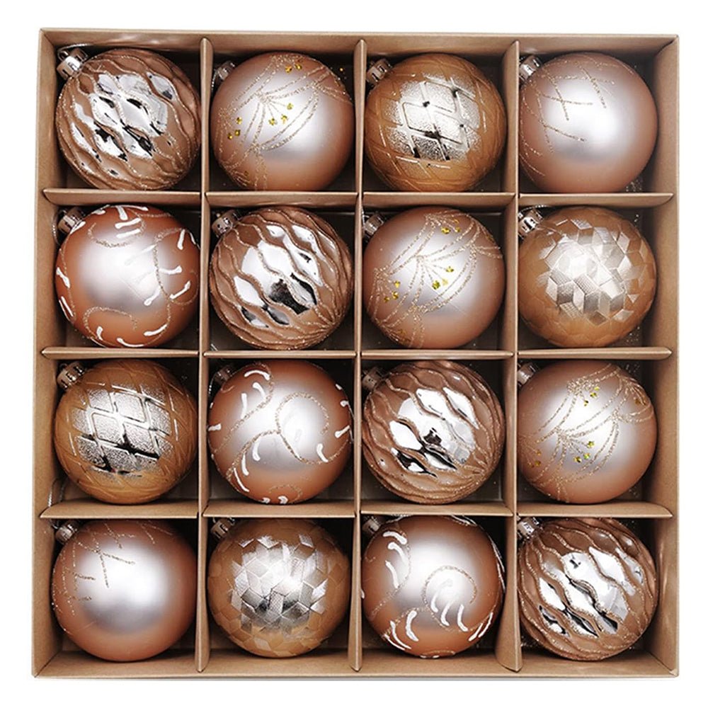 16pcs Rose Gold Theme Shimmer Christmas Ball Tree ornaments XMAS Decoration Set - Little Surprise Box16pcs Rose Gold Theme Shimmer Christmas Ball Tree ornaments XMAS Decoration Set