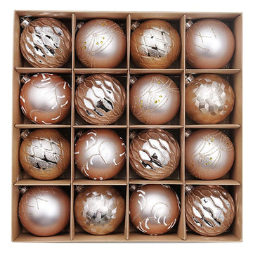 16pcs Rose Gold Theme Shimmer Christmas Ball Tree ornaments XMAS Decoration Set - Little Surprise Box16pcs Rose Gold Theme Shimmer Christmas Ball Tree ornaments XMAS Decoration Set