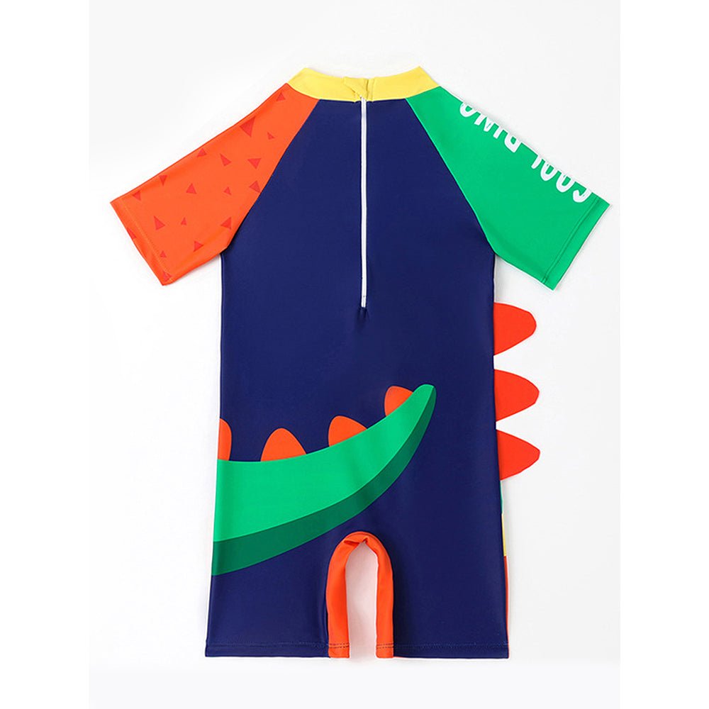 2 pcs Shirt & Shorts set 3d Orange Dinosaur Swimwwear with matching swimcap for toddlers and Kids, with UPF 50+ - Little Surprise Box2 pcs Shirt & Shorts set 3d Orange Dinosaur Swimwwear with matching swimcap for toddlers and Kids, with UPF 50+