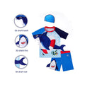 2 pcs Shirt & Shorts set Red & Blue 3d Whale Kids Swimwwear with matching swim cap with UPF 50+ - Little Surprise Box2 pcs Shirt & Shorts set Red & Blue 3d Whale Kids Swimwwear with matching swim cap with UPF 50+
