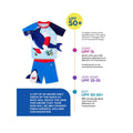 2 pcs Shirt & Shorts set Red & Blue 3d Whale Kids Swimwwear with matching swim cap with UPF 50+ - Little Surprise Box2 pcs Shirt & Shorts set Red & Blue 3d Whale Kids Swimwwear with matching swim cap with UPF 50+