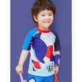 2 pcs Shirt & Shorts set Red & Blue 3d Whale Kids Swimwwear with matching swim cap with UPF 50+ - Little Surprise Box2 pcs Shirt & Shorts set Red & Blue 3d Whale Kids Swimwwear with matching swim cap with UPF 50+