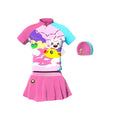 2 pcs Shirt & Skirt set, Mint & Pink Multi Swimwear with matching swimcap for Kids with UPF 50+ - Little Surprise Box2 pcs Shirt & Skirt set, Mint & Pink Multi Swimwear with matching swimcap for Kids with UPF 50+