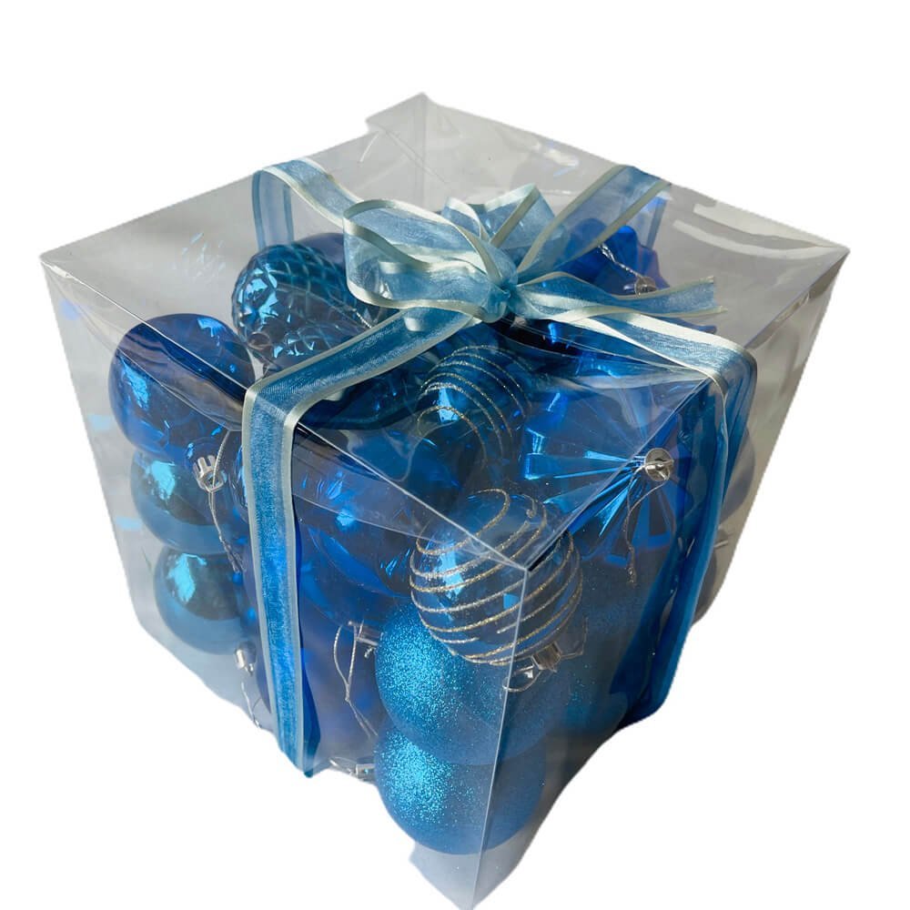 29 pcs Shiny Metallic Cobalt Blue Hanging Christmas Tree Ornaments - Little Surprise Box29 pcs Shiny Metallic Cobalt Blue Hanging Christmas Tree Ornaments