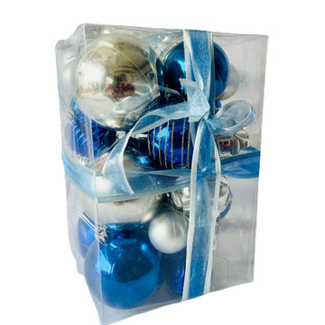 34 pcs, Blue & Silver Colour Hanging Christmas Tree Ornaments - Little Surprise Box34 pcs, Blue & Silver Colour Hanging Christmas Tree Ornaments